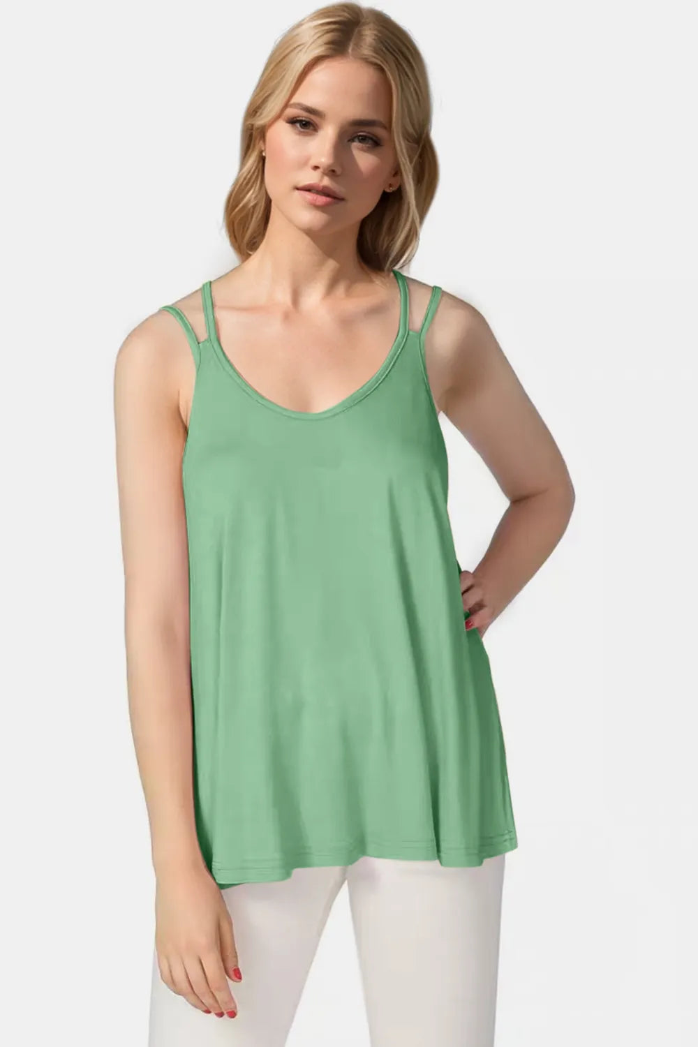 Basic Bae Bamboo Scoop Neck Double Spaghetti Straps Cami | STAHlin RADIANCE