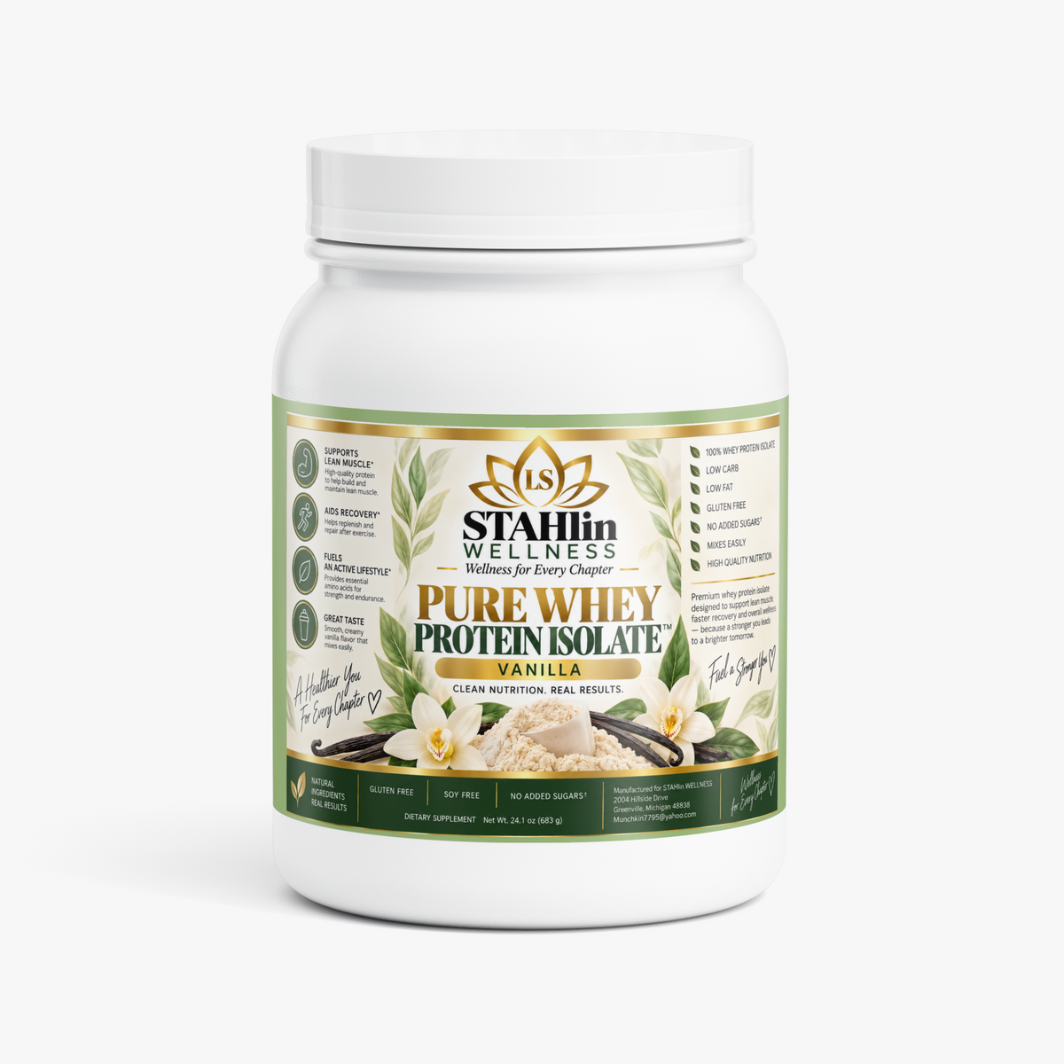 Pure3 100% Whey Protein Isolate (Vanilla) | STAHlin RADIANCE