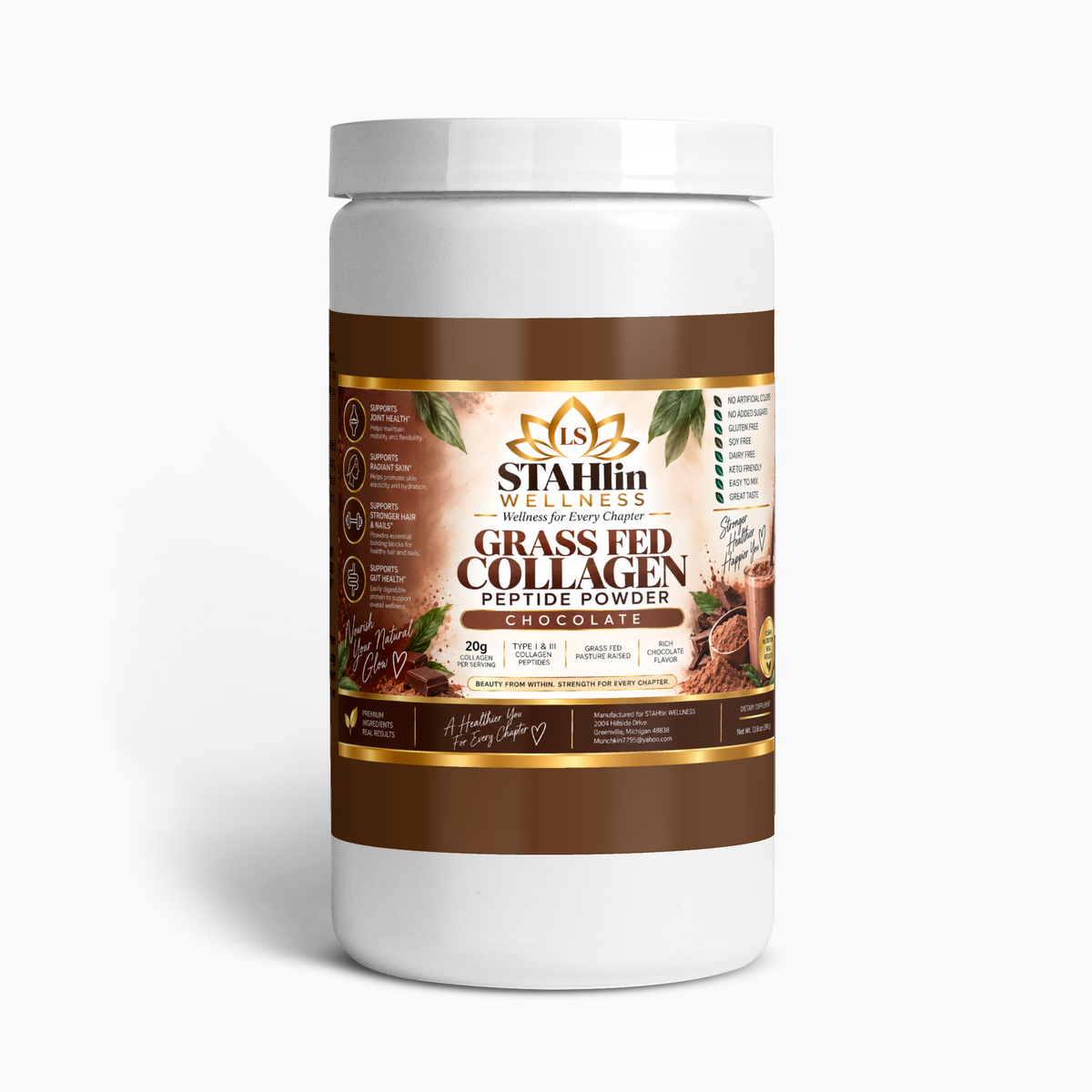 Grass-Fed Collagen Peptides Powder (Chocolate) | STAHlin RADIANCE