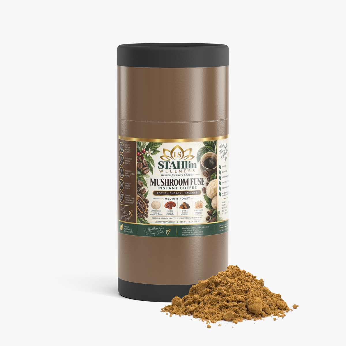 Mushroom Fuse Instant Coffee (Medium Roast) | STAHlin RADIANCE