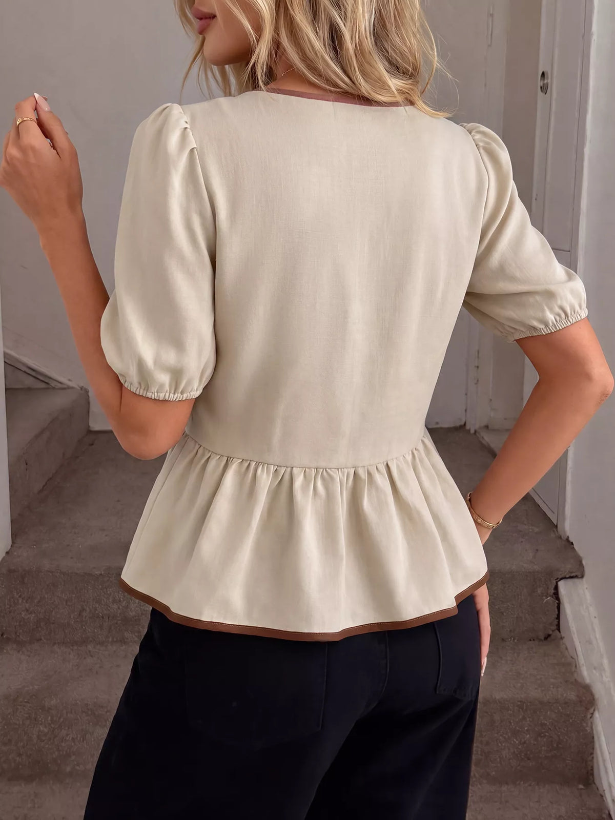 Bow Front Ruffle Hem Blouse | STAHlin RADIANCE