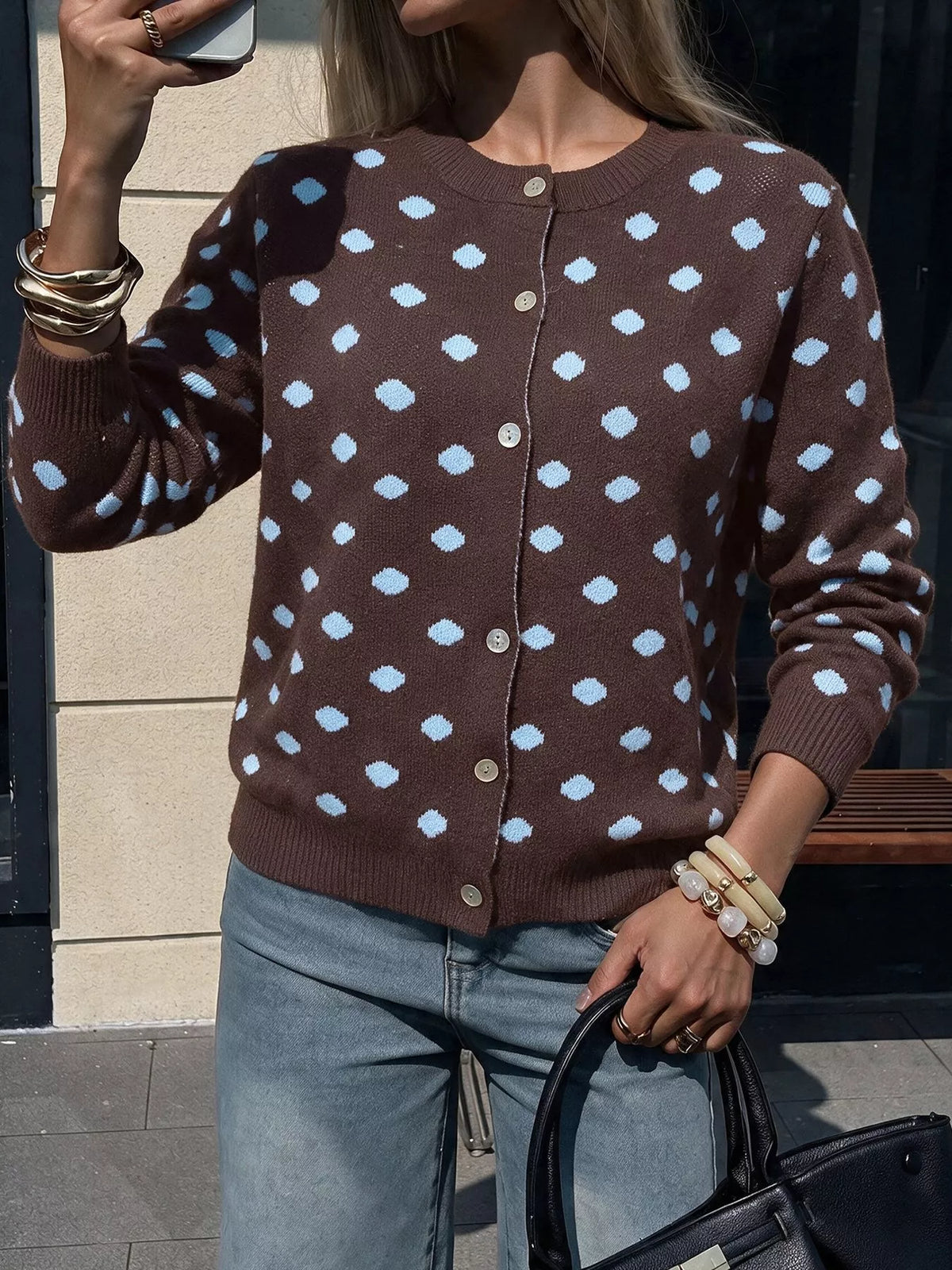 Polka Dot Button Up Cardigan | STAHlin RADIANCE