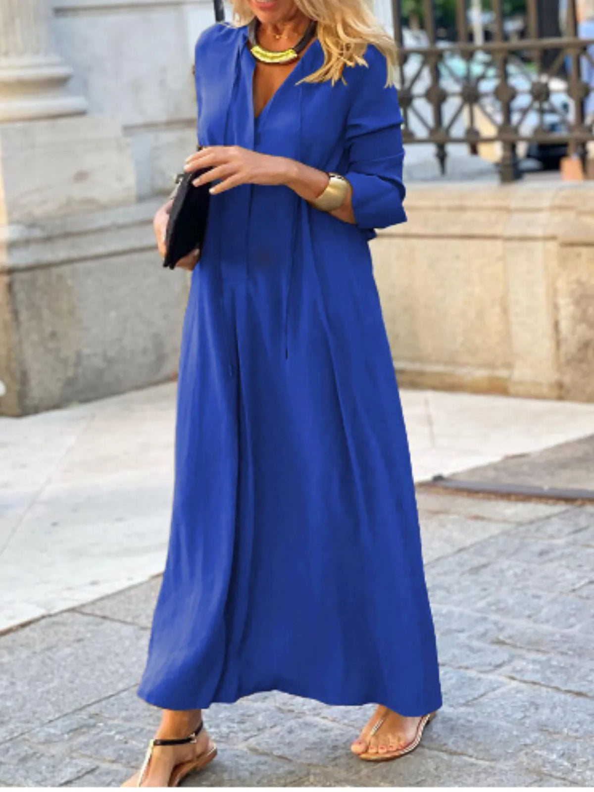 Full Size Solid Color Maxi Shirt Dress Plus Size | STAHlin RADIANCE