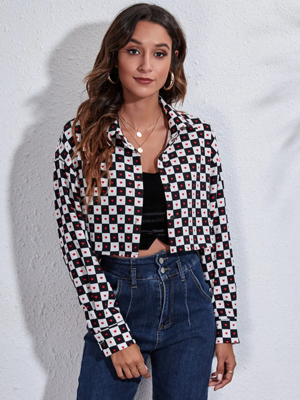 Button Down Printed Cropped Jacket | STAHlin RADIANCE