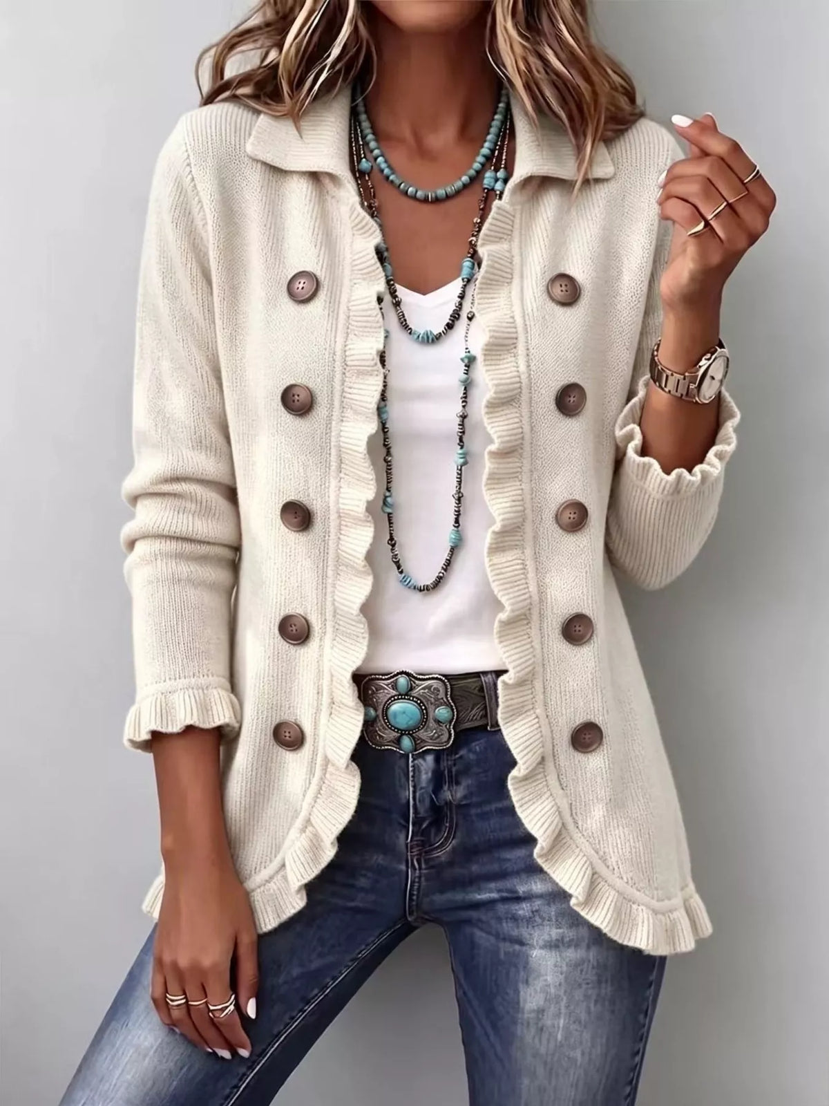 The Eloise Ruffle Cardigan | STAHlin RADIANCE