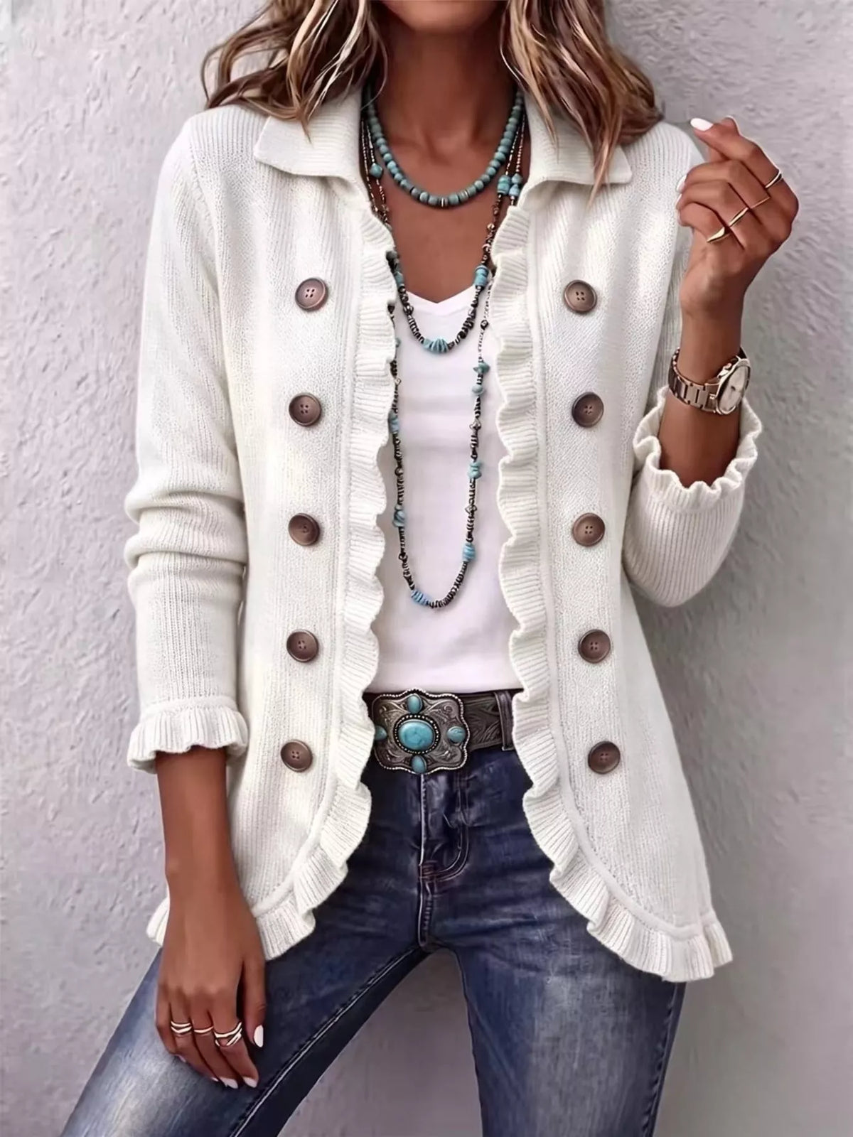 The Eloise Ruffle Cardigan | STAHlin RADIANCE