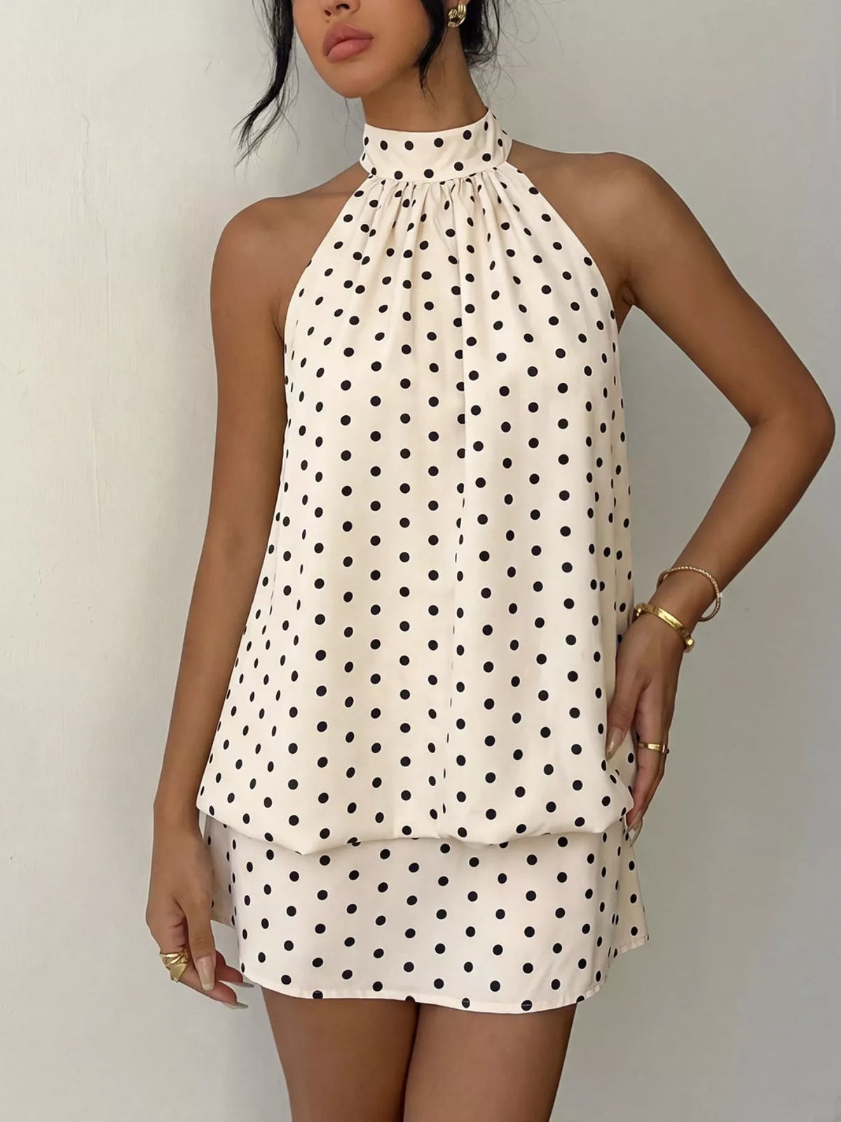 Polka Dot Halter Neck Mini Dress | STAHlin RADIANCE