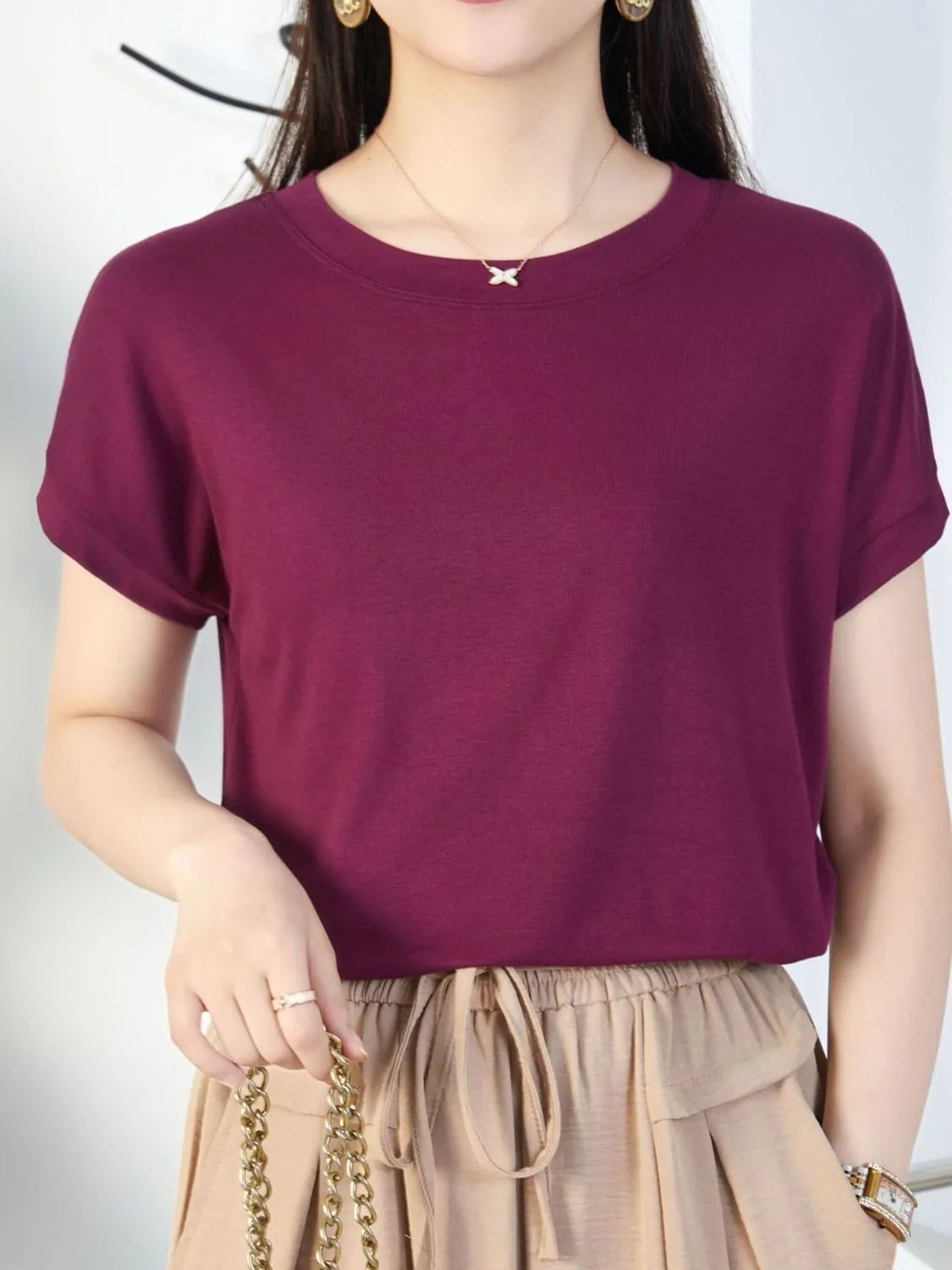 Plus Size Round Neck Short Sleeve T-Shirt | STAHlin RADIANCE