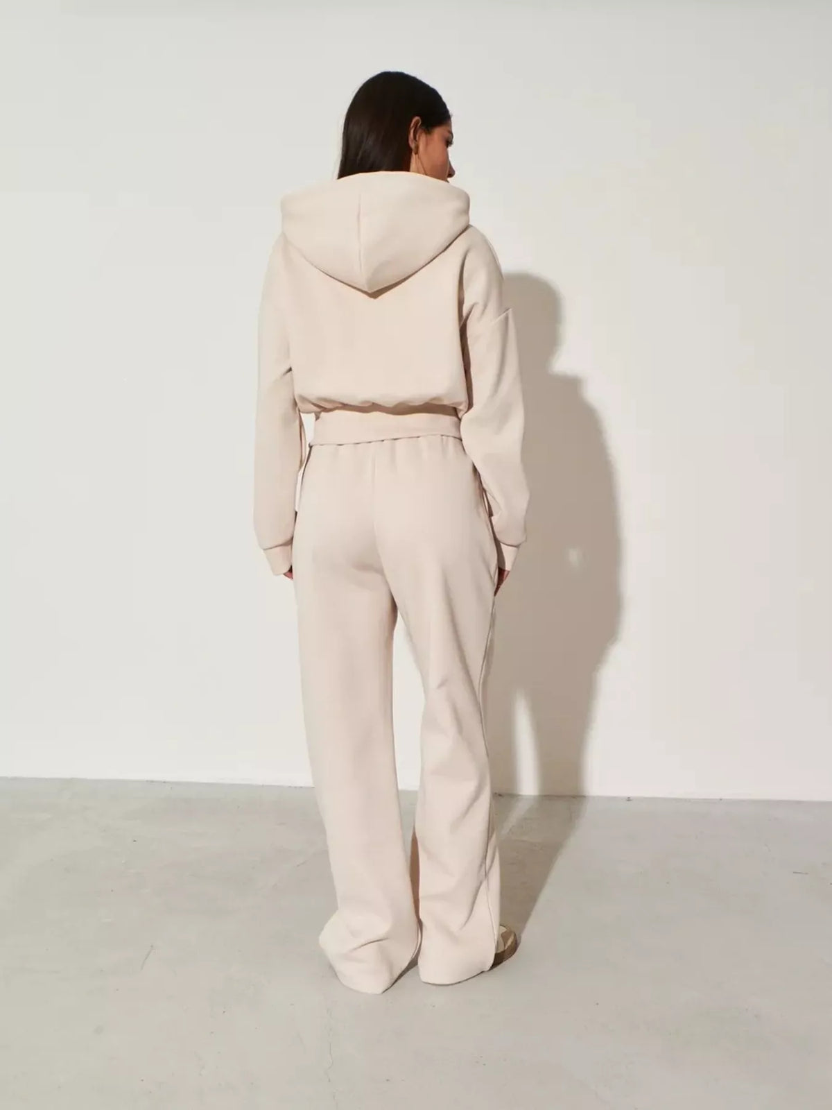 Zip-Up Hoodie and Wide-Leg Sweatpants Set | STAHlin RADIANCE