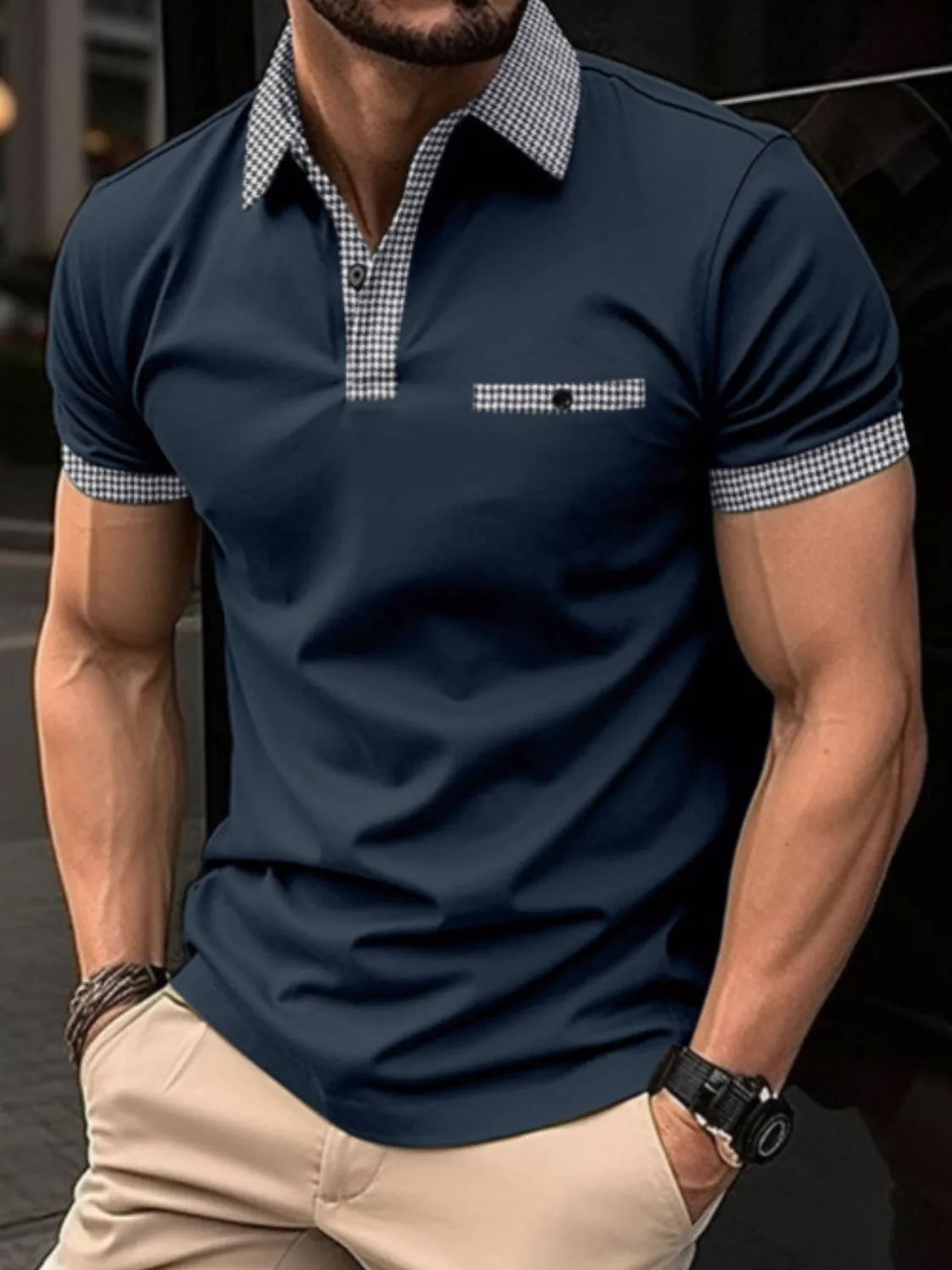 Men's Full Size Collared Neck Short Sleeve Polo Plus Size | STAHlin RADIANCE