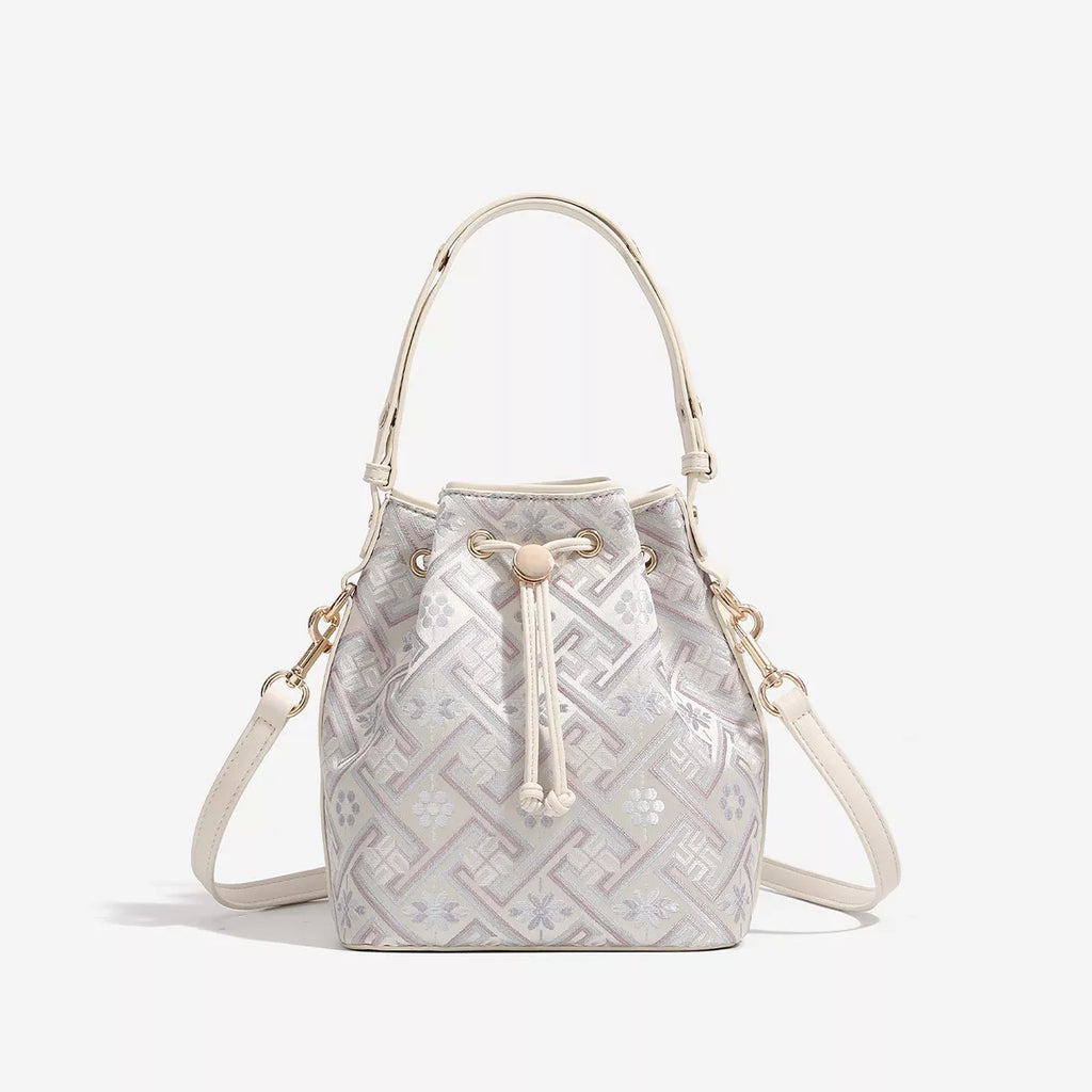 Geometric Pattern Drawstring Crossbody Bucket Bag | STAHlin RADIANCE