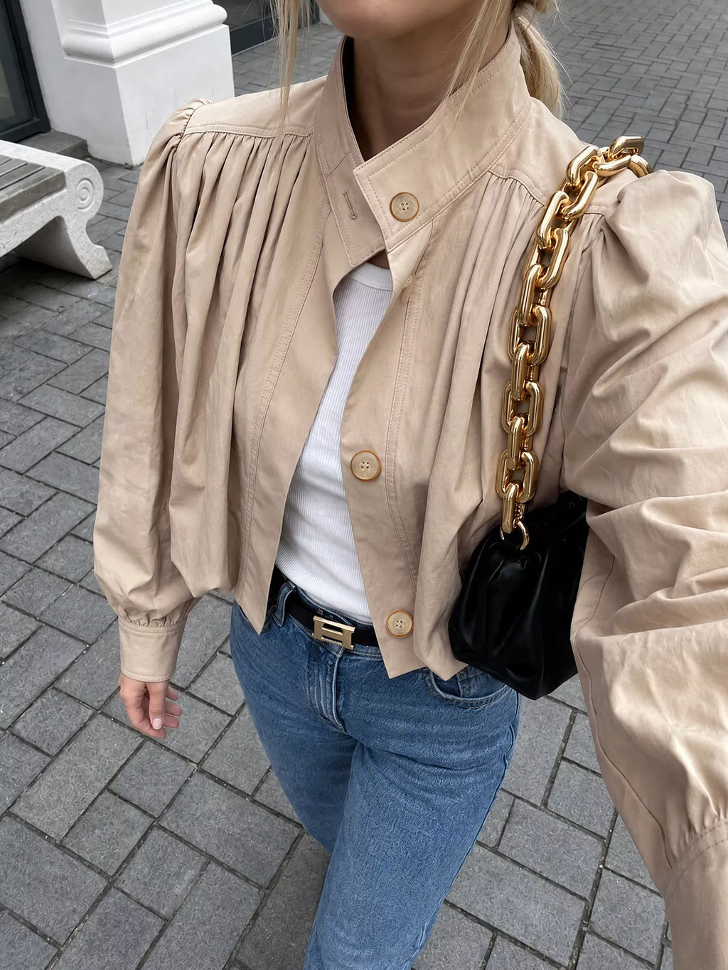 Button-Down Puff-Sleeve Jacket | STAHlin RADIANCE