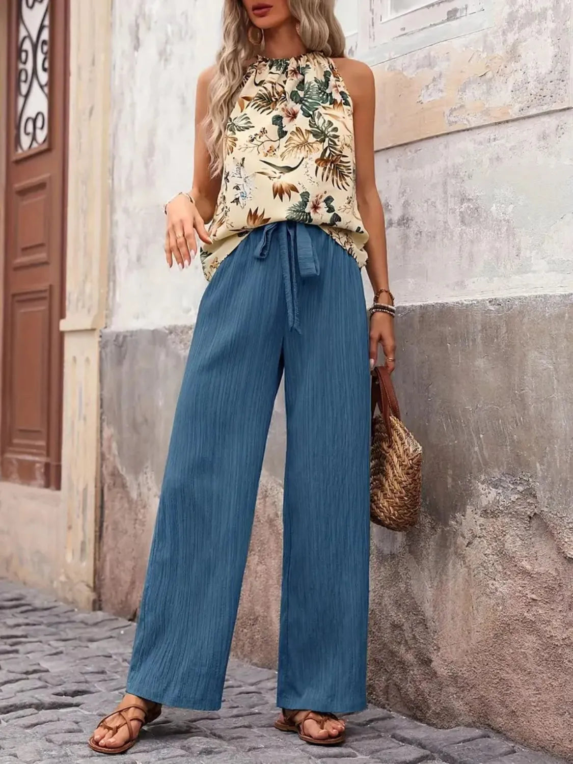 Printed Tank Top and Wide Leg Pants Set | STAHlin RADIANCE