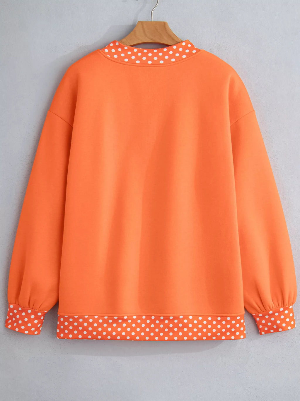 Polka Dot Trim Contrast Crew Neck Sweatshirt | STAHlin RADIANCE