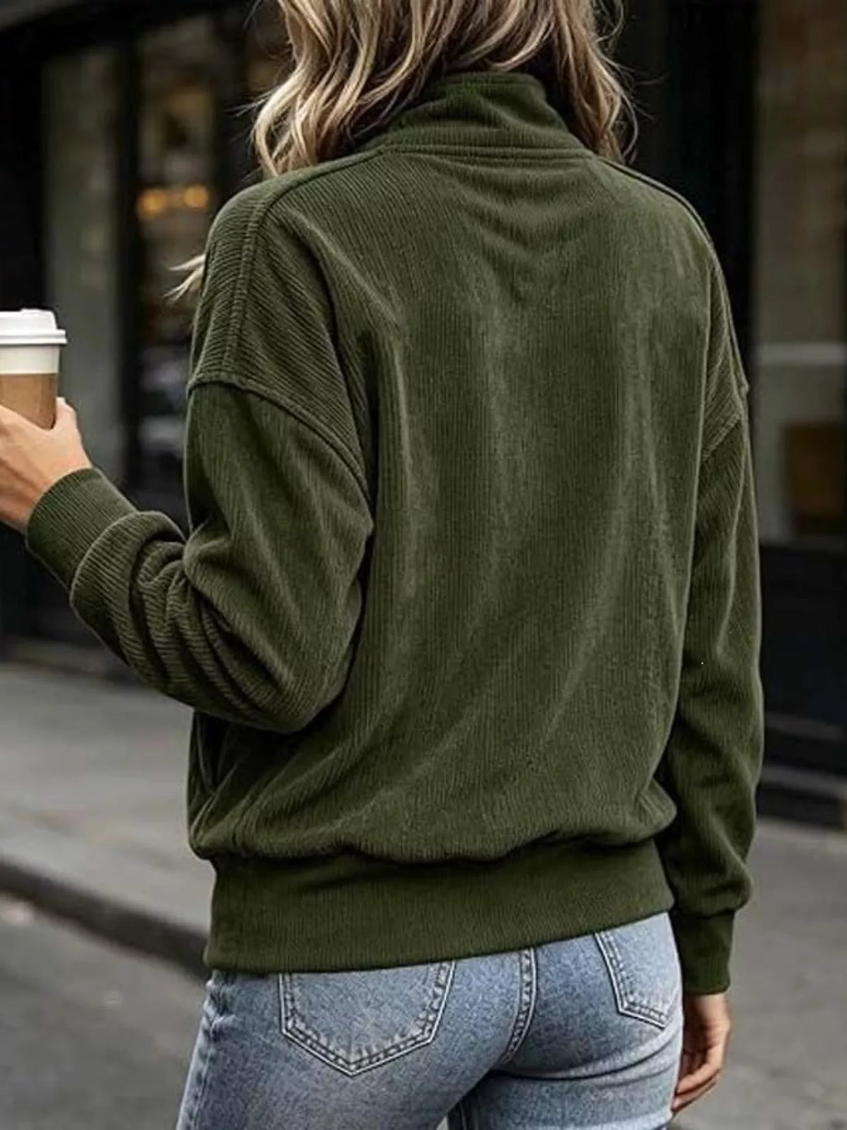 Full Size Quarter Snap Kangaroo Pocket Sweatshirt Plus Size | STAHlin RADIANCE