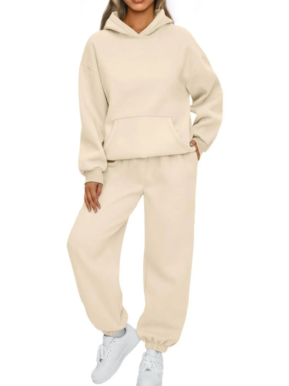 Full Size Kangaroo Pocket Hoodie and Joggers Set Plus Size | STAHlin RADIANCE