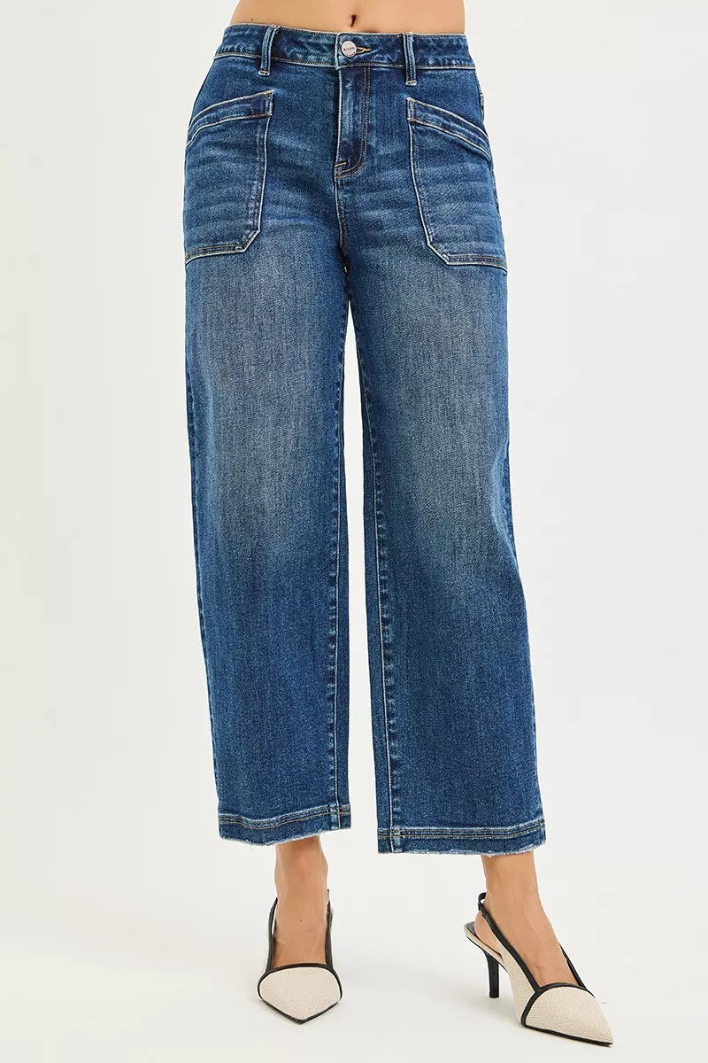 RISEN Slouchy Cropped Baggy Jeans with Front Patch Pocket | STAHlin RADIANCE