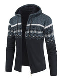 Men's Plus Size Hooded Fair Isle Pattern Knit Cardigan | STAHlin RADIANCE