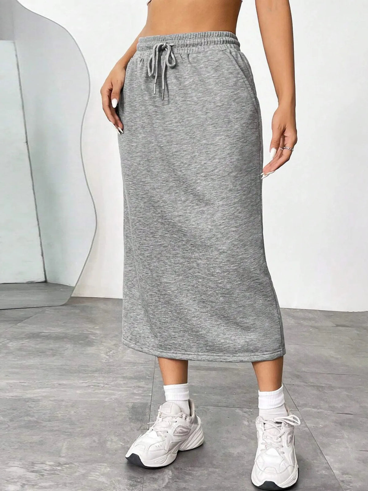Slit Drawstring Midi Skirt | STAHlin RADIANCE
