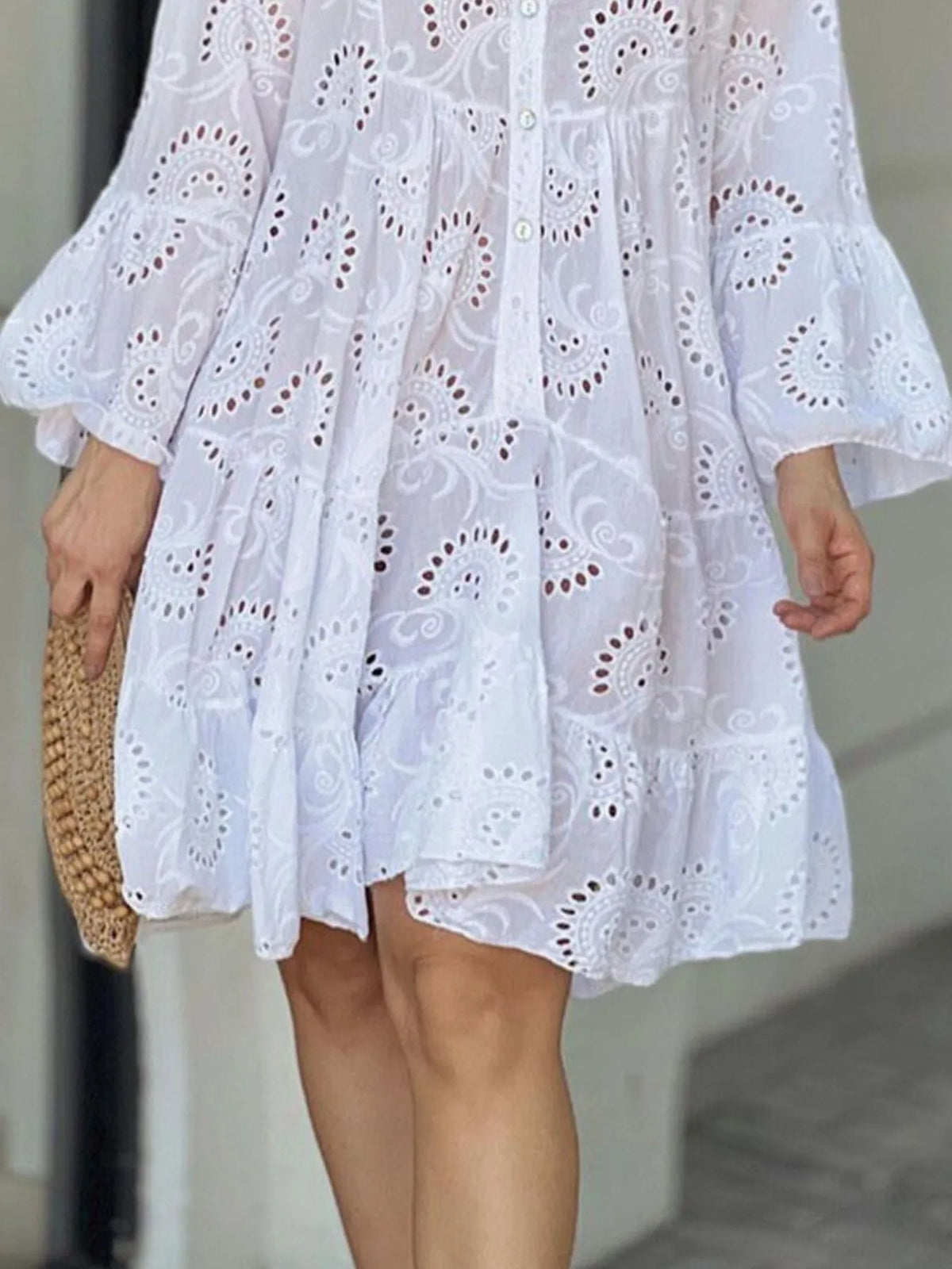 Full Size Eyelet Ruffled Hem Tiered Dress Plus Size | STAHlin RADIANCE