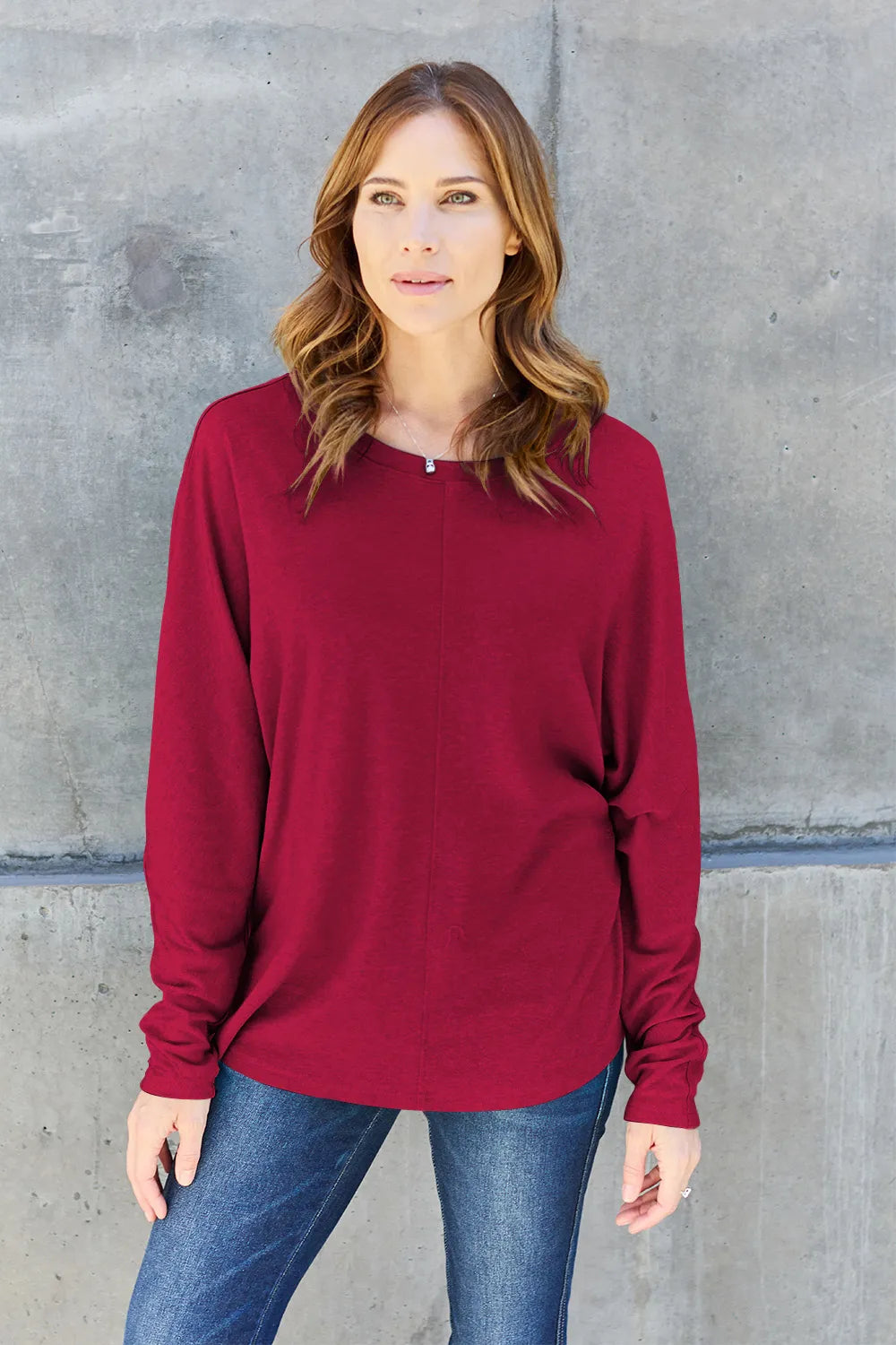 Double Take Full Size Round Neck Long Sleeve T-Shirt | STAHlin RADIANCE