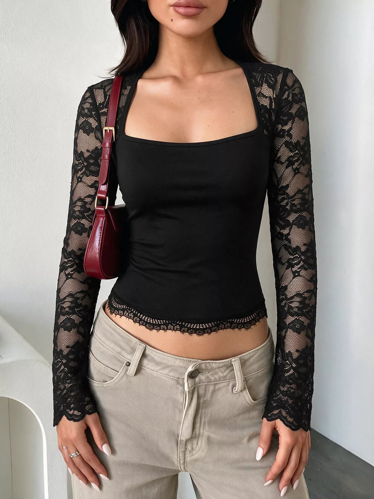 Lace Sleeve Square Neck Top | STAHlin RADIANCE