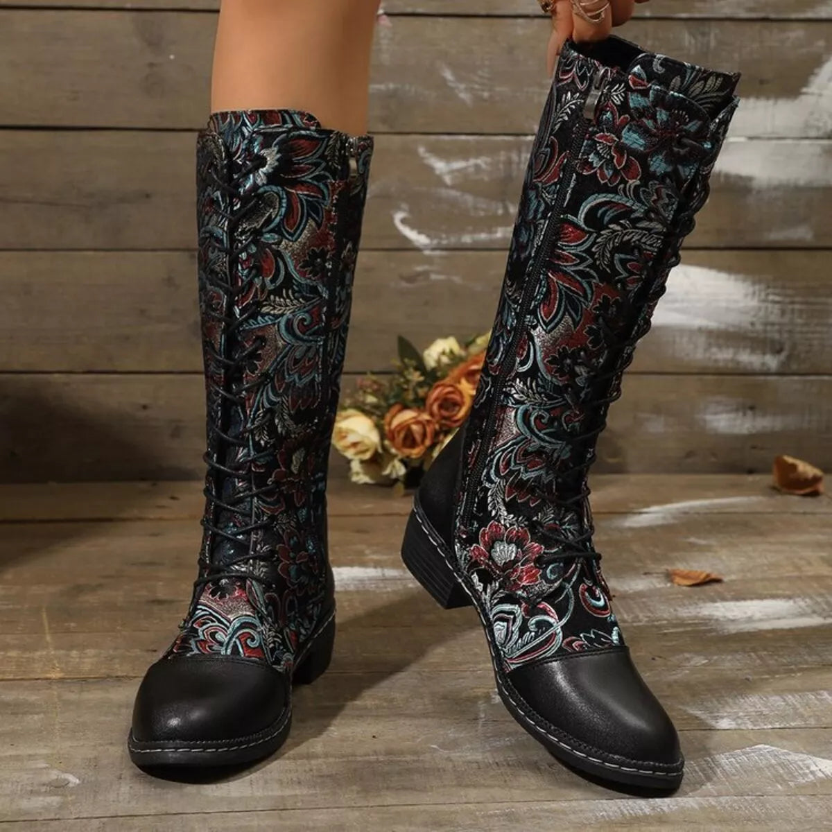 Lace Up Block Heels Boots | STAHlin RADIANCE
