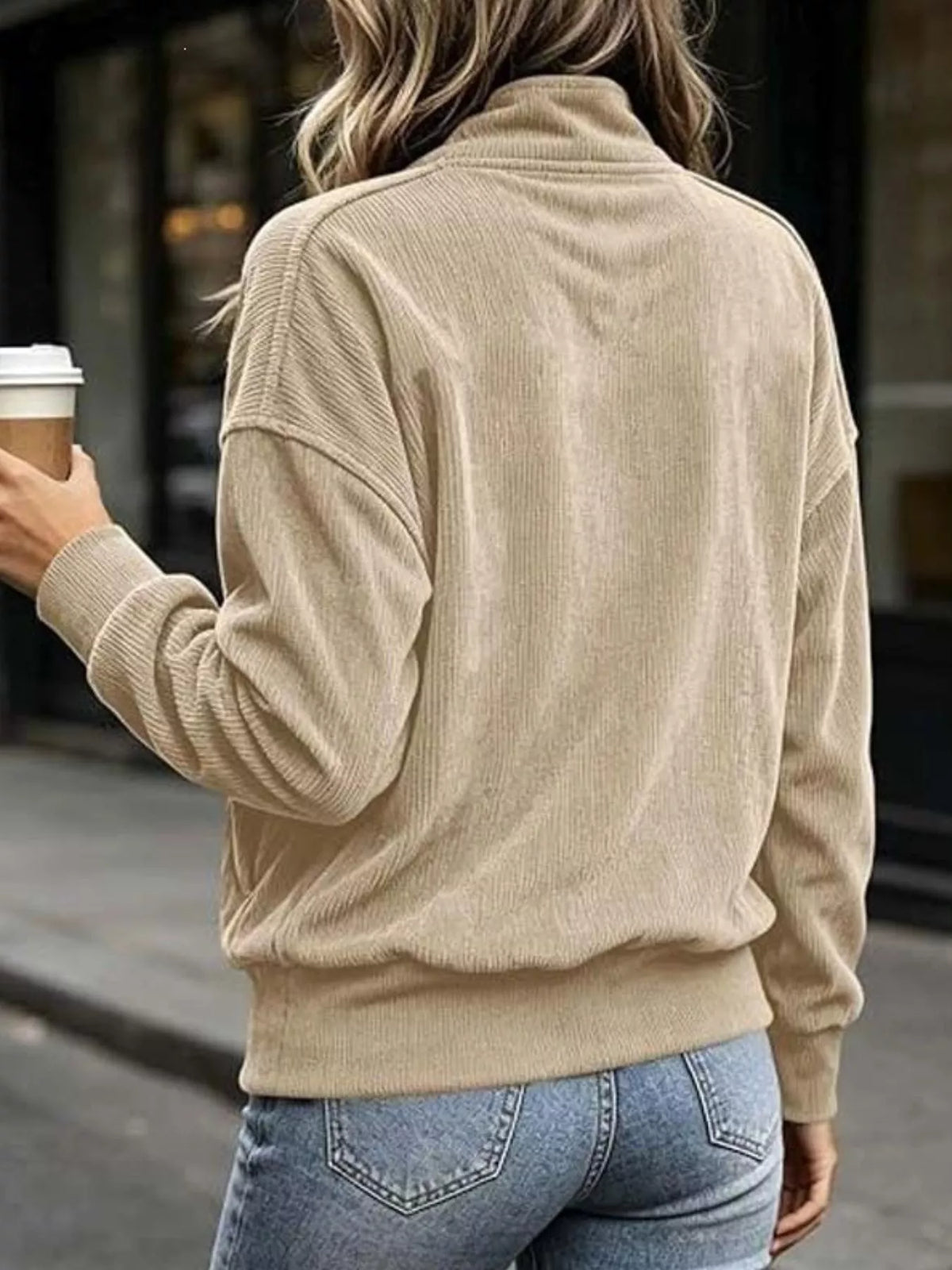 Full Size Quarter Snap Kangaroo Pocket Sweatshirt Plus Size | STAHlin RADIANCE