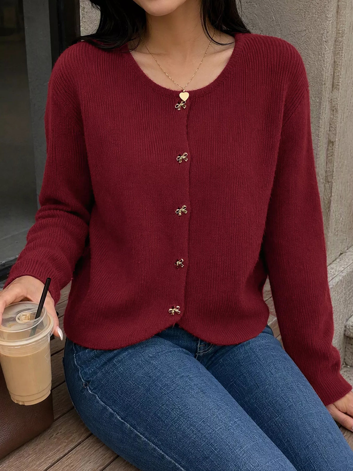 Bow Button Up Knit Cardigan | STAHlin RADIANCE