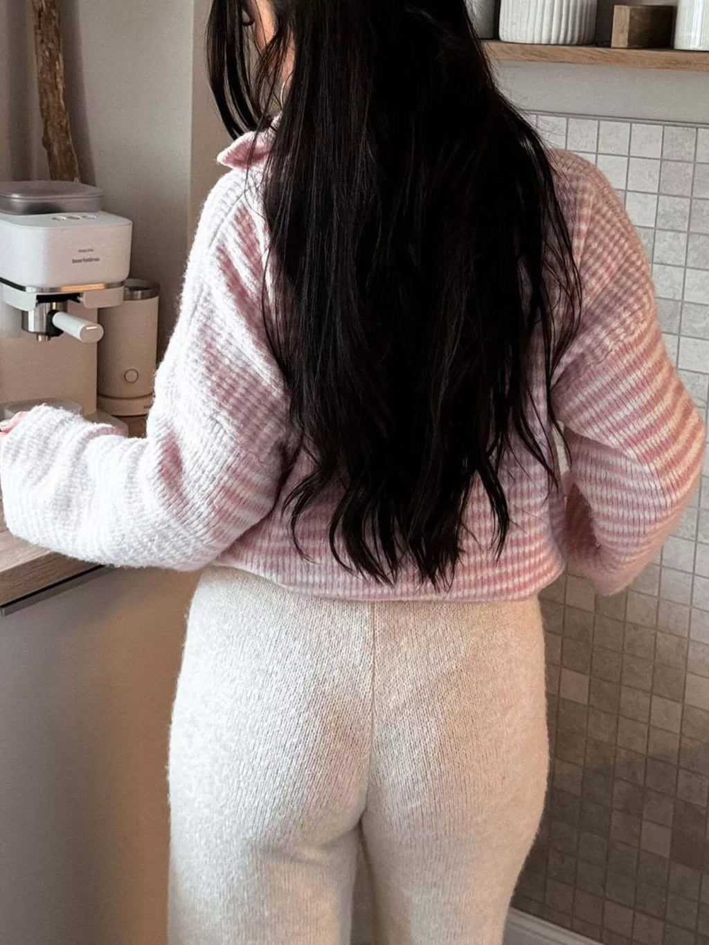 Striped Zip-Up Knit Cardigan | STAHlin RADIANCE