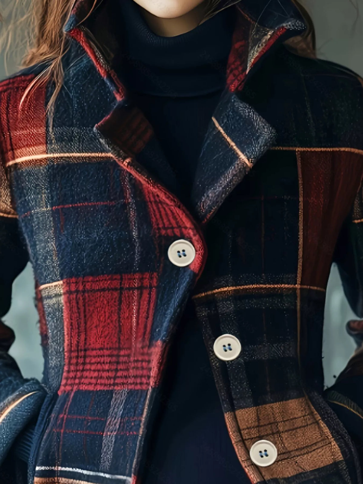 Full Size Vintage Plaid Button Up Outerwear Plus Size | STAHlin RADIANCE