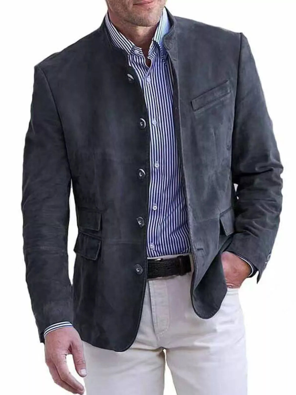 Men's Full Size Button Up Long Sleeve Blazer Plus Size | STAHlin RADIANCE