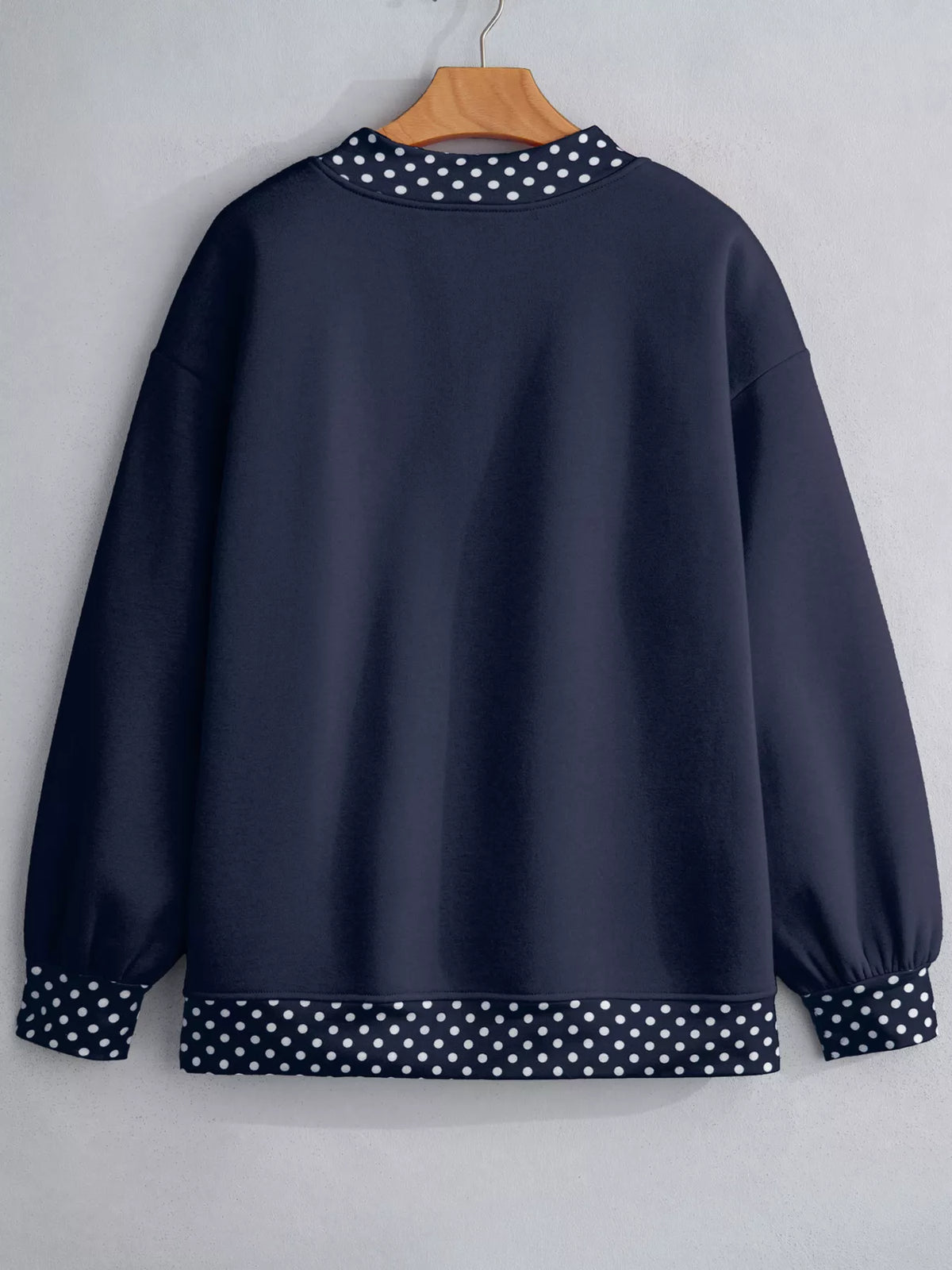 Polka Dot Trim Contrast Crew Neck Sweatshirt | STAHlin RADIANCE