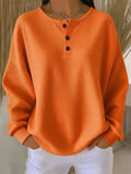 Full Size Waffle Knit Button Detail Top Plus Size | STAHlin RADIANCE