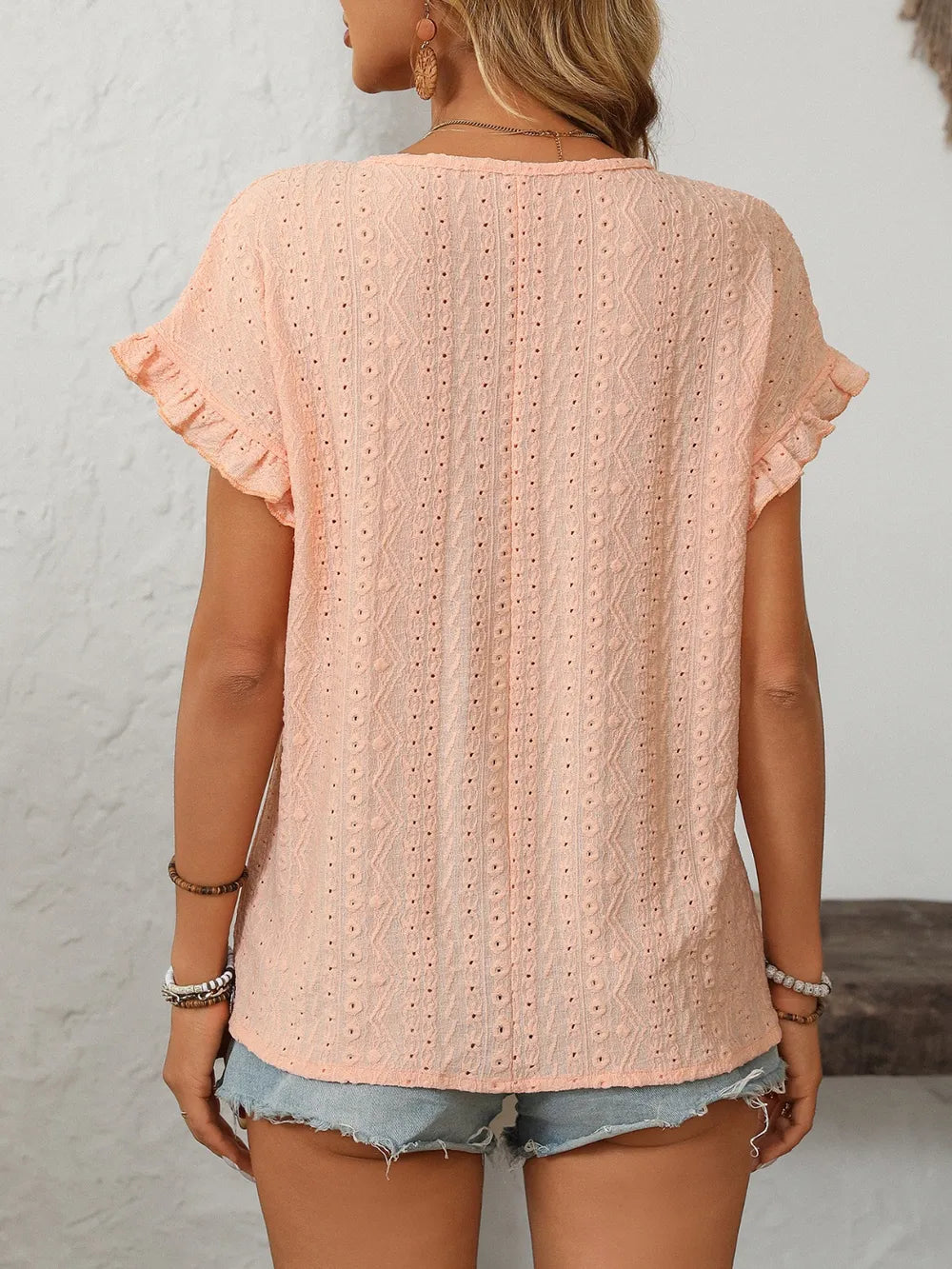 Mandy Eyelet Round Neck Short Sleeve Top | STAHlin RADIANCE