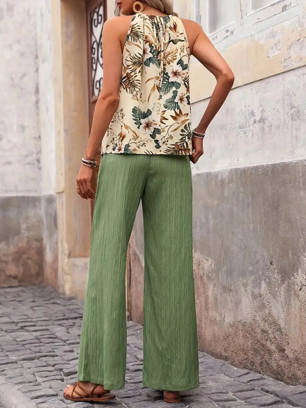 Printed Tank Top and Wide Leg Pants Set | STAHlin RADIANCE