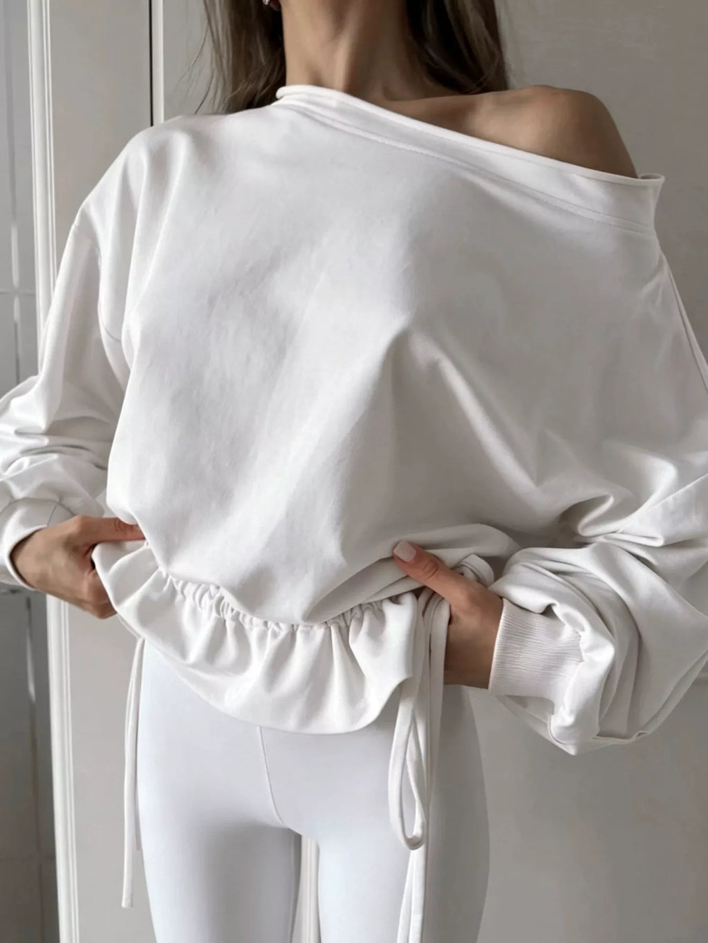Ruffled Hem One Shoulder Sweatshirt | STAHlin RADIANCE