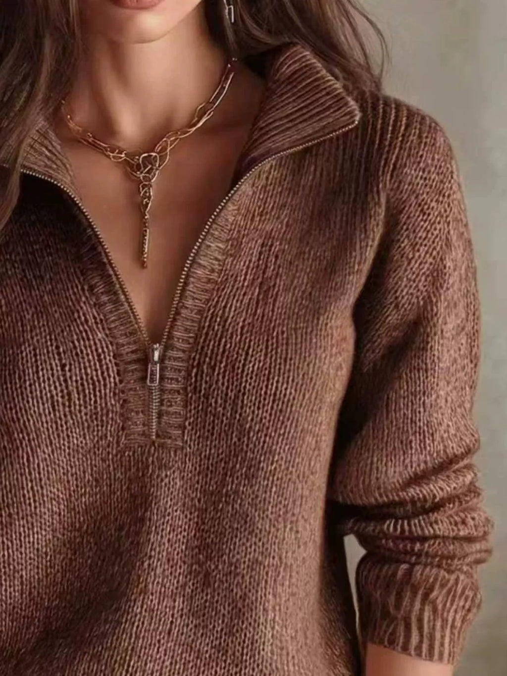 Half Zip Dropped Shoulder Sweater | STAHlin RADIANCE