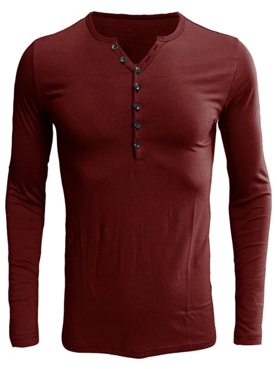 Men's Full Size Notched Long Sleeve Top Plus Size | STAHlin RADIANCE