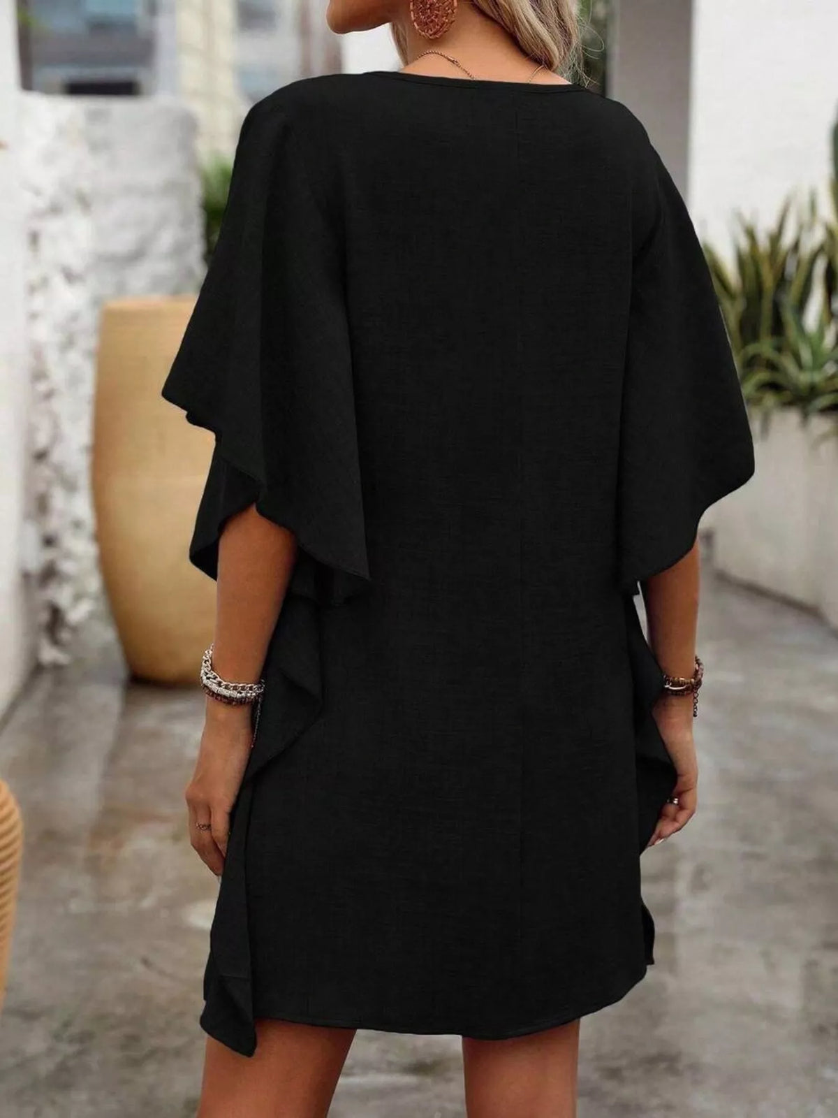 Ruffled Flutter Sleeve V-Neck Mini Dress | STAHlin RADIANCE