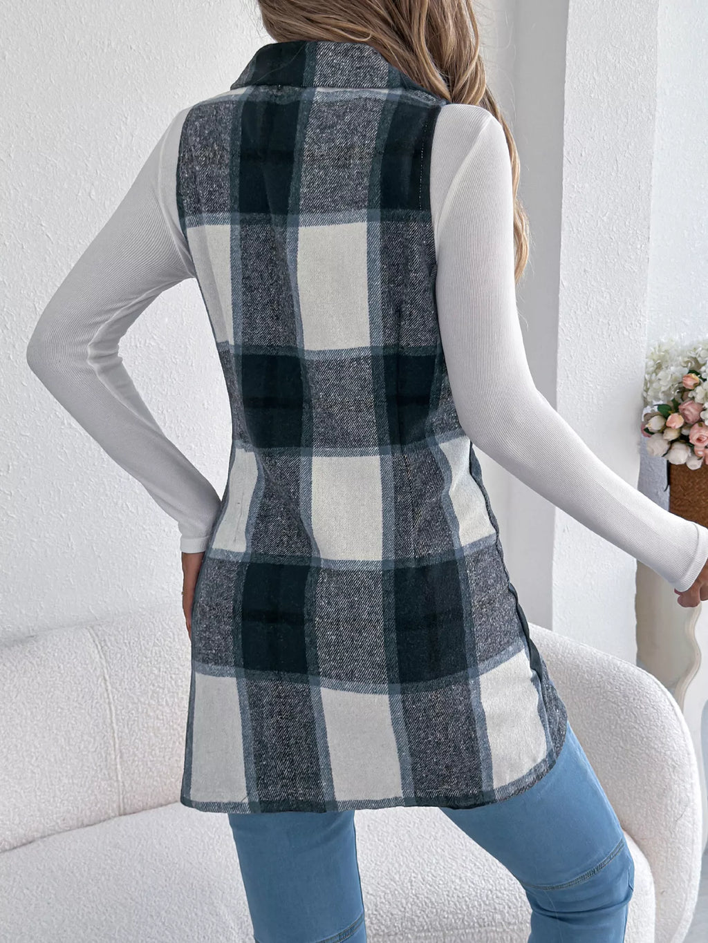 Plaid Double-Breasted Vest Coat | STAHlin RADIANCE
