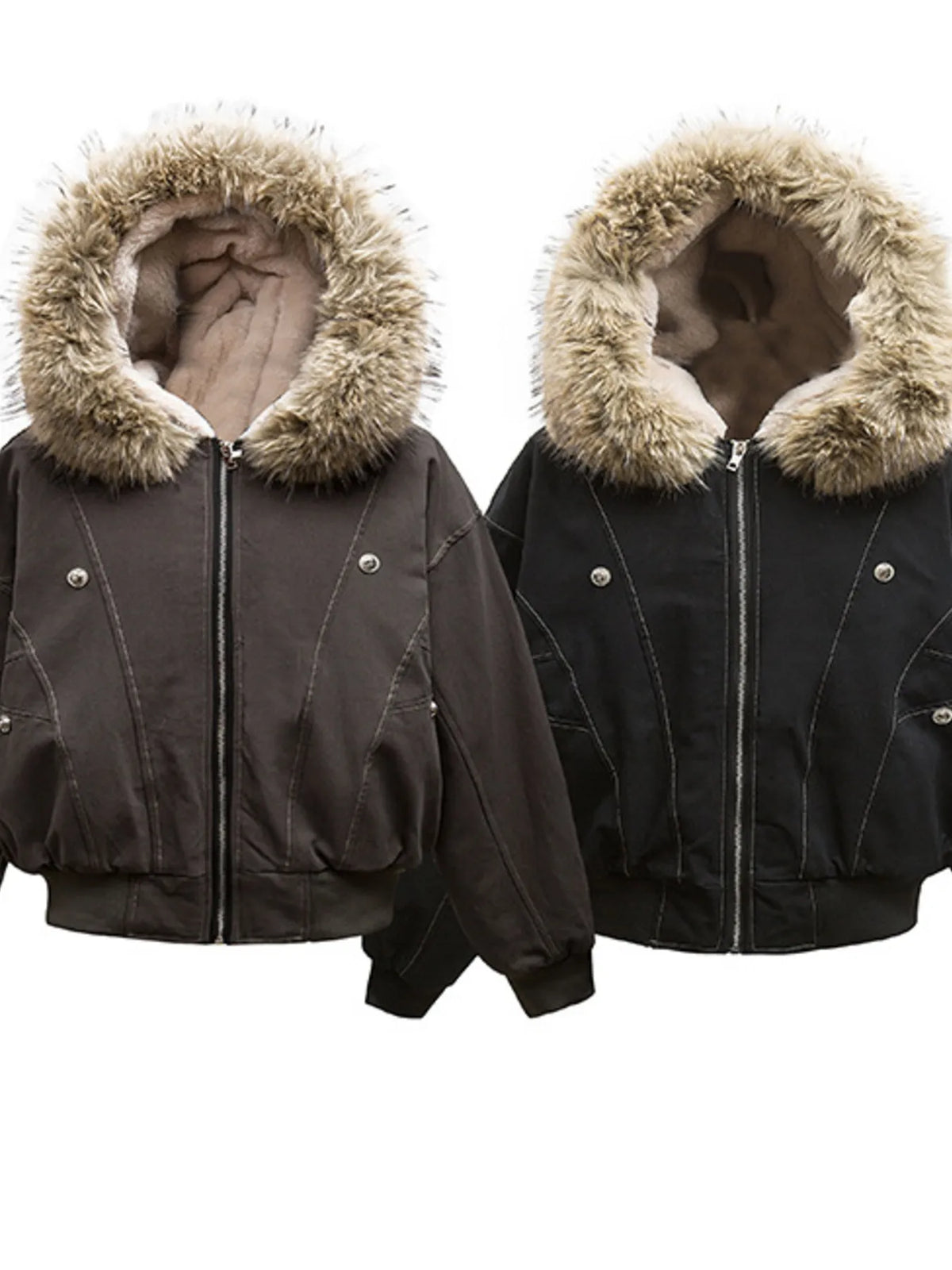 Men's Faux Fur Hooded Zip Up Jacket | STAHlin RADIANCE