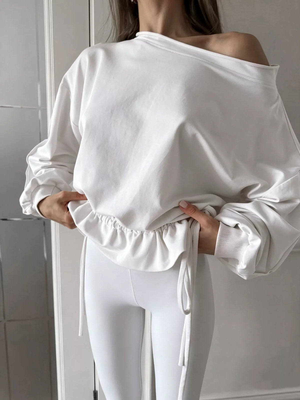 Ruffled Hem One Shoulder Sweatshirt | STAHlin RADIANCE