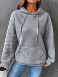 Full Size Textured Kangaroo Pocket Hoodie Plus Size | STAHlin RADIANCE