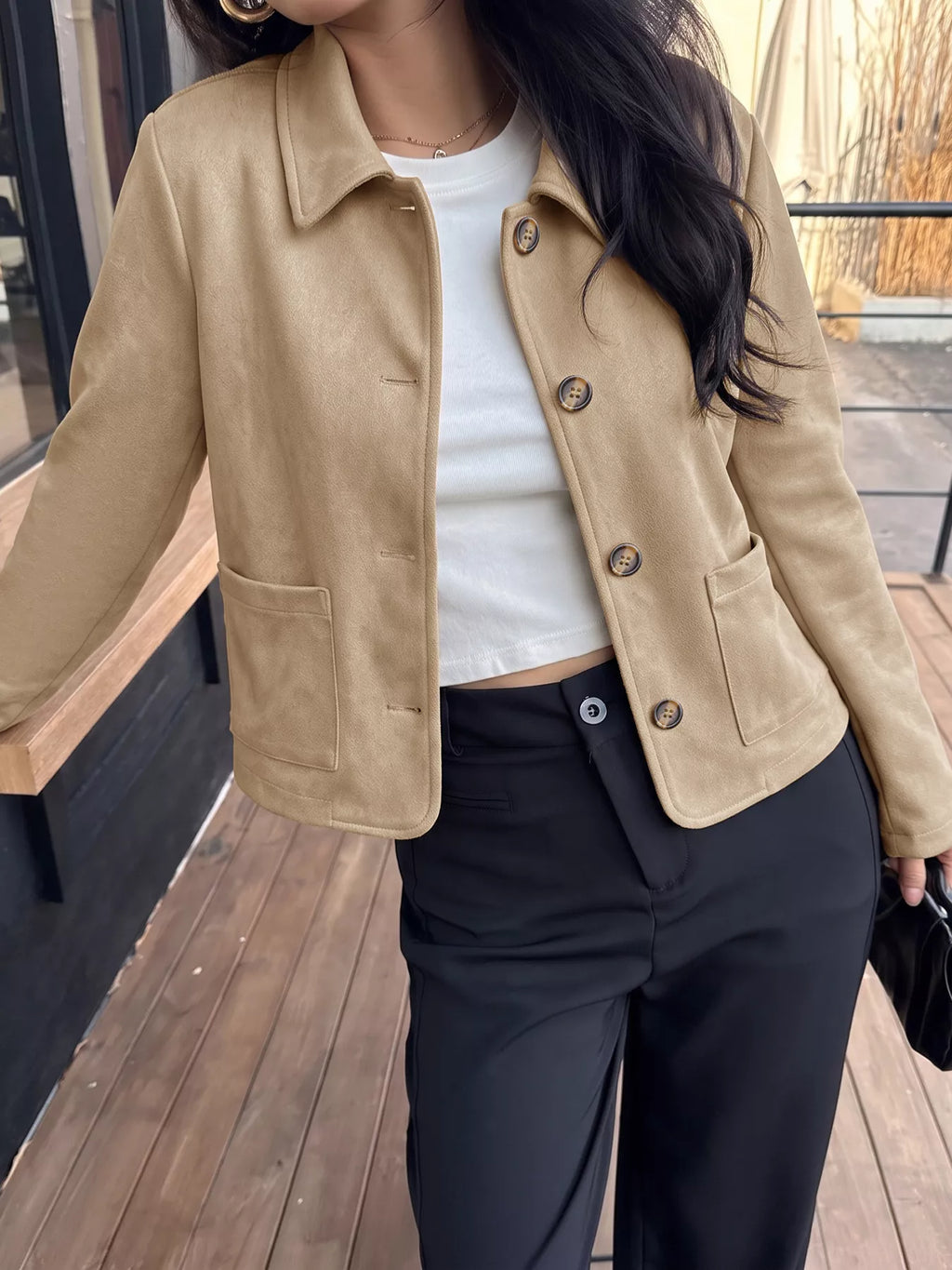 Collared Neck Button Up Jacket | STAHlin RADIANCE