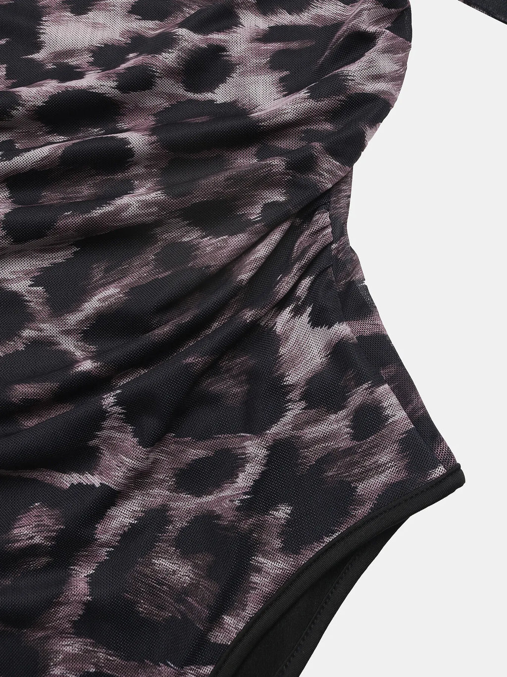 Leopard Print One Shoulder Long Sleeve Bodysuit | STAHlin RADIANCE