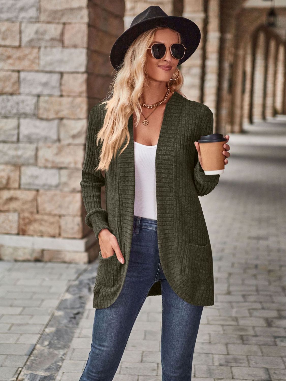 Open Front Cardigan with Pockets | STAHlin RADIANCE