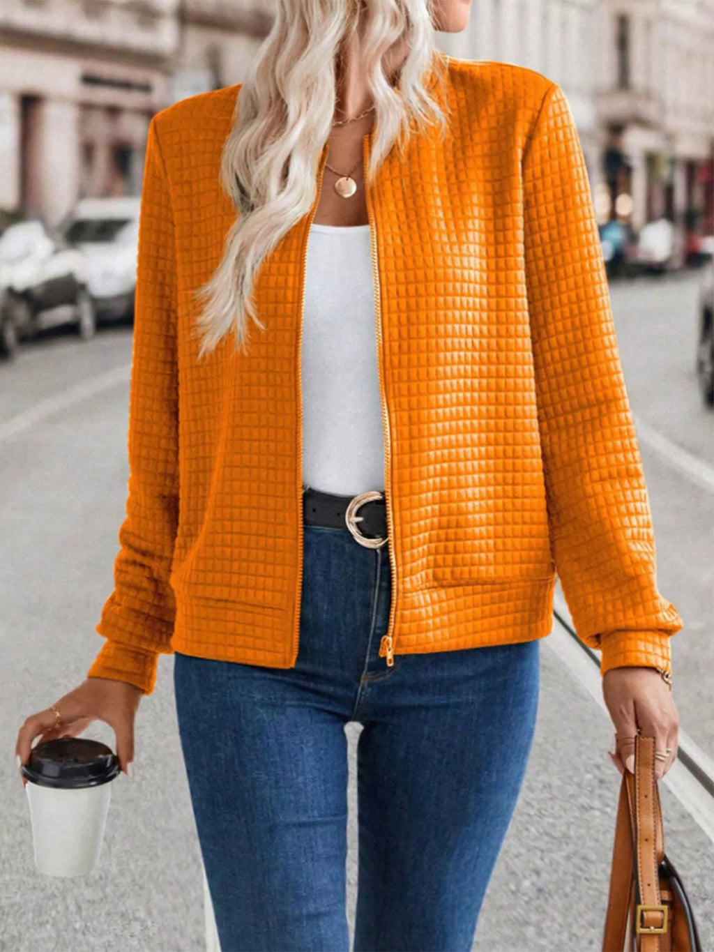Textured Zip-Up Long Sleeve Jacket | STAHlin RADIANCE