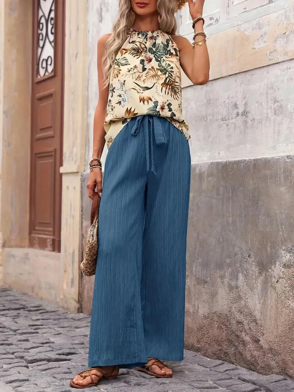 Printed Tank Top and Wide Leg Pants Set | STAHlin RADIANCE