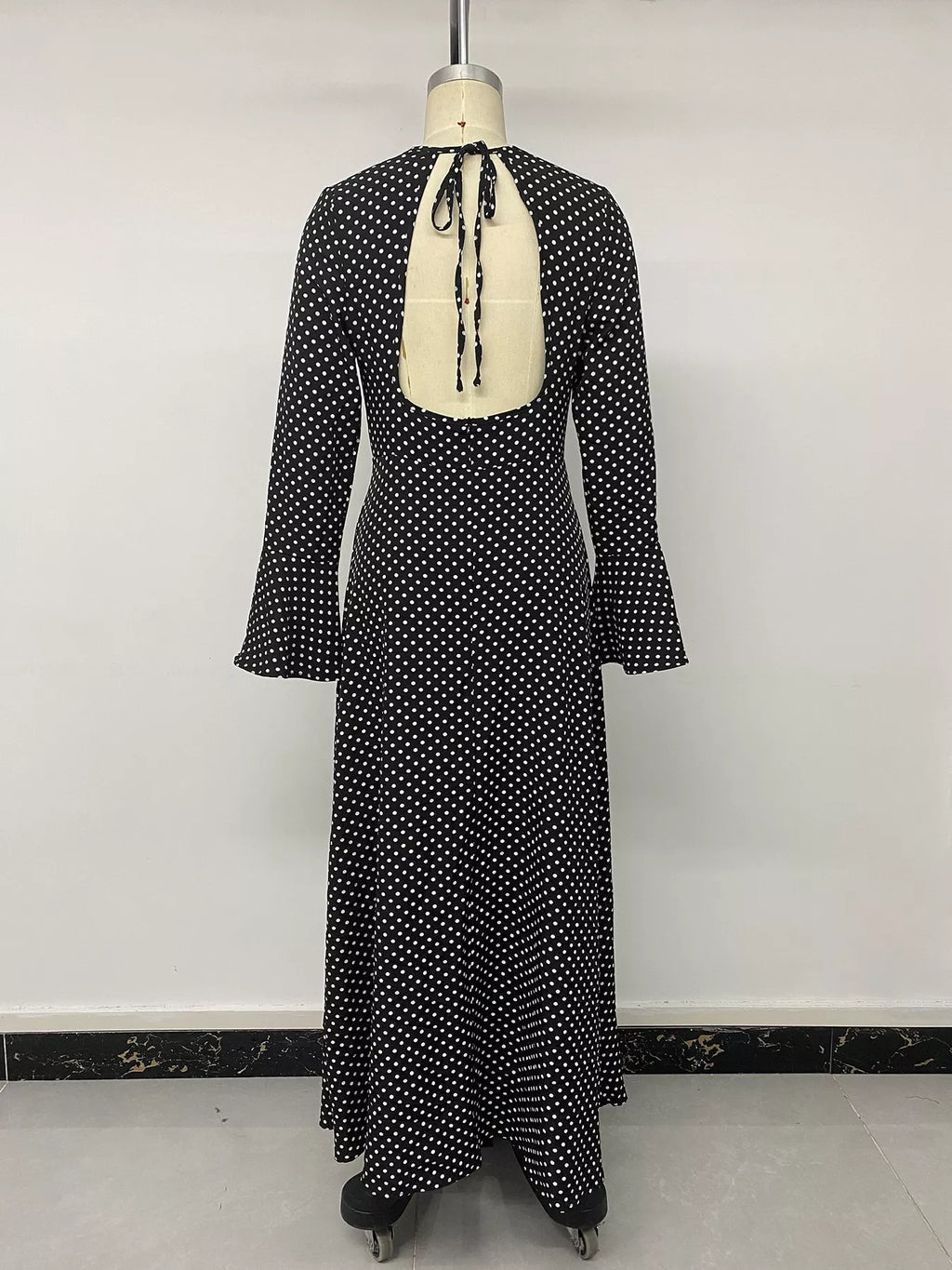 Polka Dot Flare Sleeve Maxi Dress | STAHlin RADIANCE